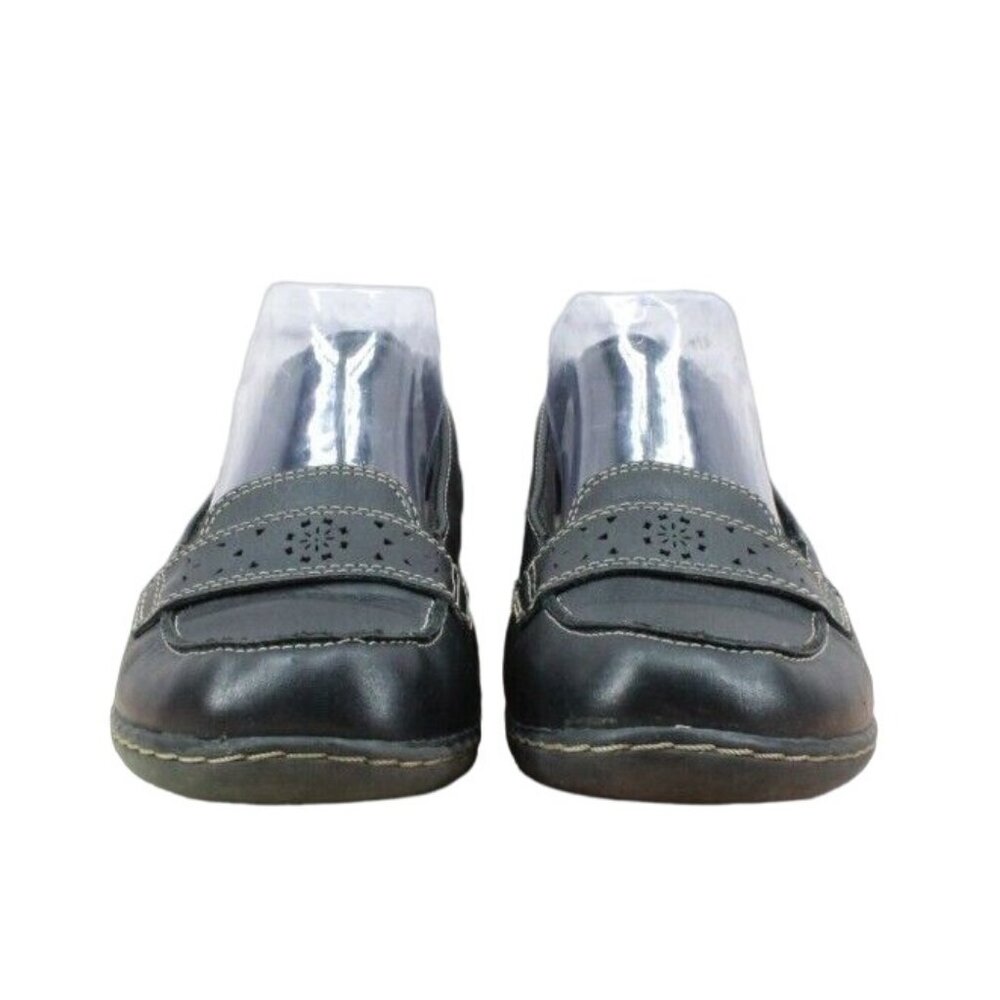 Clarks Black Leather Comfort Cushioned Slip On Loafer Shoes Size 7.5 M - Picture 4 of 9